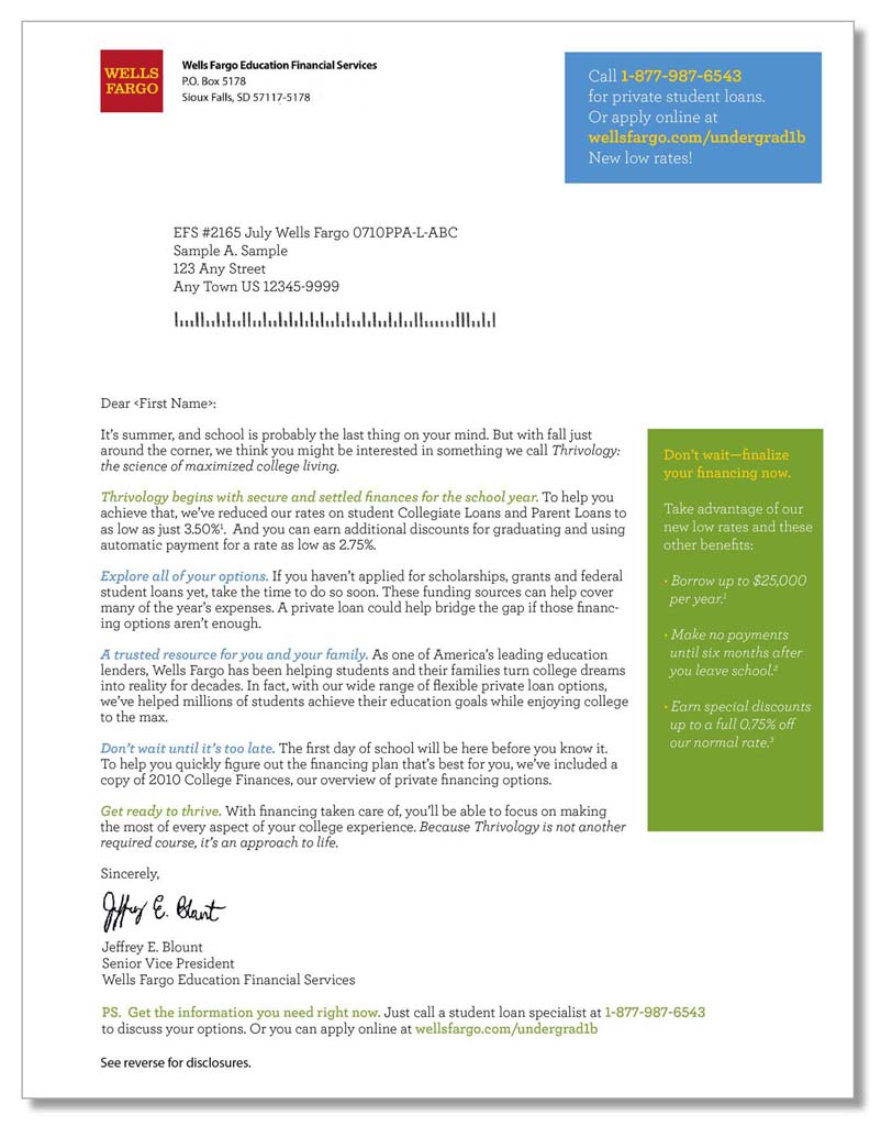 WF Thrivology Direct Mail Letter